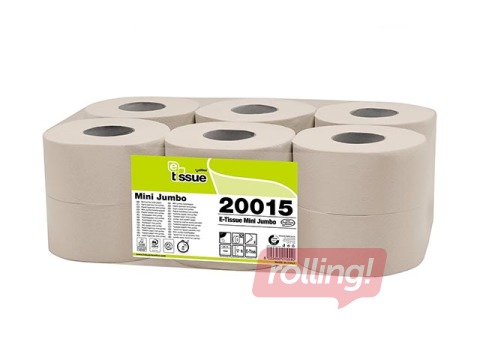 Tualetes papīrs Celtex E-Tissue Mini 140m, 2-kārt., Ø19.5, gaiši brūns, 12 gab.
