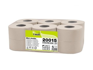 Tualetes papīrs Celtex E-Tissue Mini 140m, 2-kārt., Ø19.5, gaiši brūns, 12 gab.