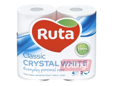 Tualetes papīrs Ruta Classic 4 ruļļi, 2-slāņu, balts