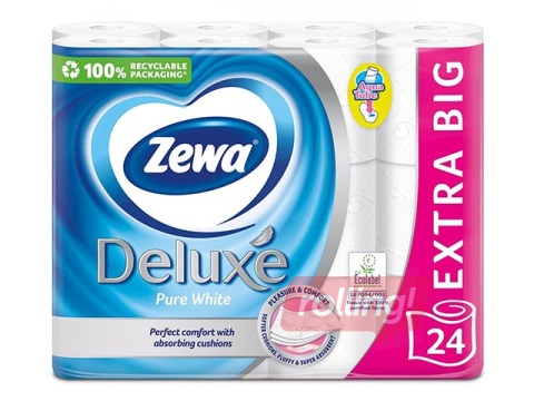 Tualetes papīrs Zewa Deluxe Pure White, 3 slāņi, 24 ruļļi