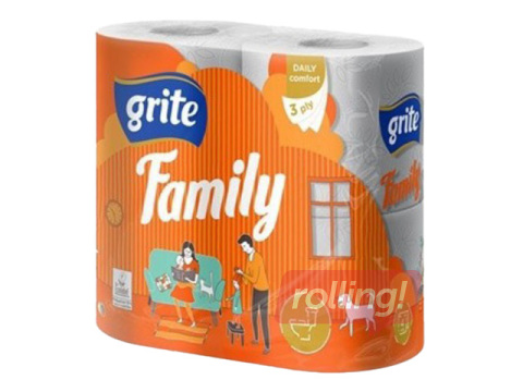 Tualetes papīrs Grite, Family, 3 slāņi, 4 ruļļi