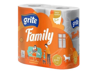 Tualetes papīrs Grite, Family, 3 slāņi, 4 ruļļi