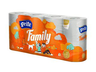 Tualetes papīrs Grite, Family, 3 slāņi, 8 ruļļi