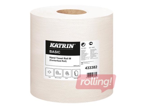 Papīra dvieļi Katrin Basic M 300, 6 ruļļi, 1 slānis, nebalināti