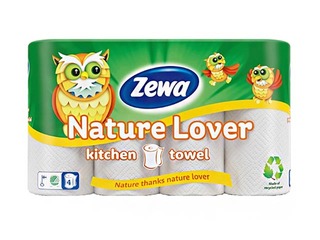 Papīra dvieļi Zewa Pūcīte, 4 ruļļi, 2 slāņi, balti 
