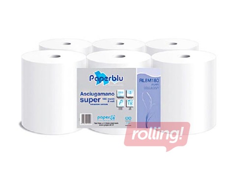 Papīra dvieļi Paperblu Centerfeed 180m, 486 loksnes, 2 slāņi, 6 ruļļi