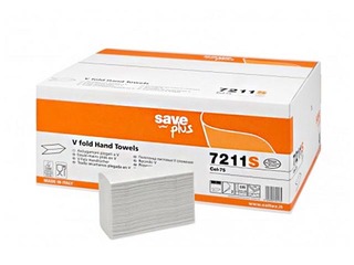 Roku salvetes Celtex Save Plus V  (šaurās 9cm), 18 pac., 2 slāņi, baltas