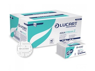 Ātri šķīstoši papīra dvieļi loksnēs LUCART AquaStream Z, šaurie 9.5 cm, 1 pac., 2 slāņi, balti