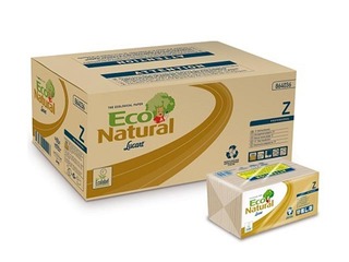 Papīra dvieļi loksnēs Lucart  Eco Natural Z, šaurie, 18 pac., 2 slāņi, brūni