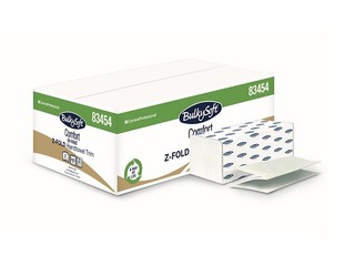 Papīra dvieļi loksnēs Bulkysoft Comfort Z (šaurie), 25 paciņas, 2 slāņi, balti