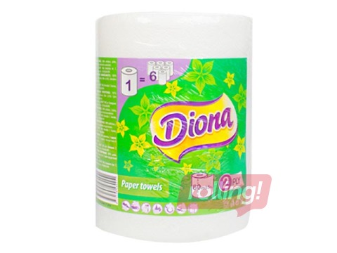 Papīra dvielis Diona, 60m, 1 rullis, 2 slāņi, balts