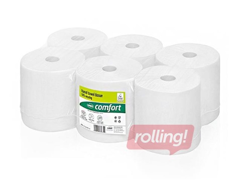 Papīra dvieļi Wepa Satino Comfort centerfeed, 6 ruļļi, 1 slānis, balti