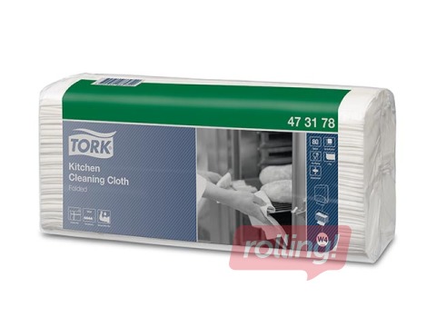 Neaustas virtuves tīrīšanas drānas Tork W4, 75 gab., 1 slānis, baltas