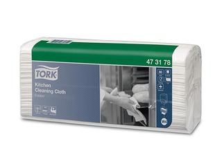 Neaustas virtuves tīrīšanas drānas Tork W4, 75 gab., 1 slānis, baltas