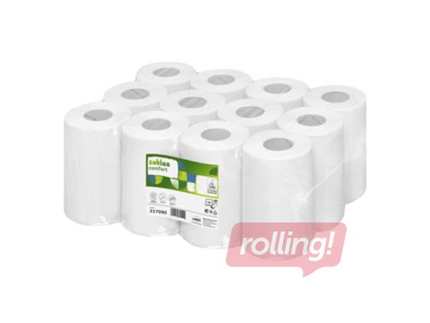 Papīra dvieļi Wepa Satino Comfort, 68m, 12 ruļļi, 2 slāņi, balts