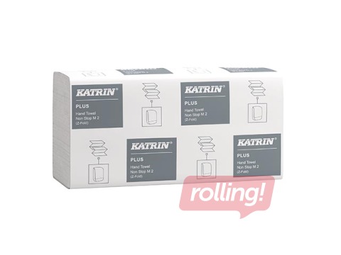 Papīra dvieļi loksnēs Katrin Plus Non Stop M2 Z-fold, balti, 2 slāņi, 21 pac. 