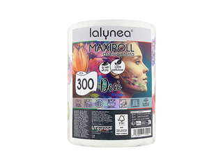 Papīra dvielis, Lalynea Maxiroll Deco, 3 slāņi, 300 loksnes, balts, 1 rullis