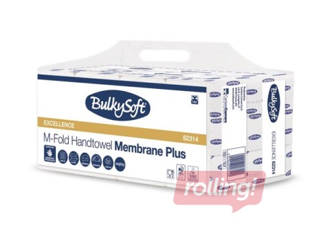 Papīra dvieļi Bulkysoft, Membrane Plus, W-fold, H2, balti, 120 loksnes, 3 kārtas, 12 pac.
