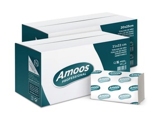 Papīra dvieļi loksnēs Amoos, V-locījums, H3, 2 slāņi, 160 loksnes, balta, 20 pac./iep.