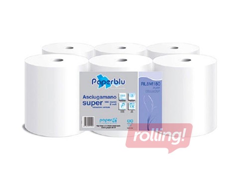Papīra dvieļis Paperblue, 2 slāņi, 442 loksnes, balta, 6 ruļļi./iep.