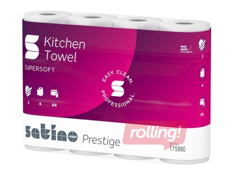 Papīra dvielis Wepa Satino Prestige, 4 ruļļi, 3 slāņi, balti