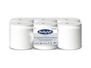 Papīra dvieļi ruļļos Bulkysoft Premium, 6 ruļļi, 150 m, 2 slāņi, balts