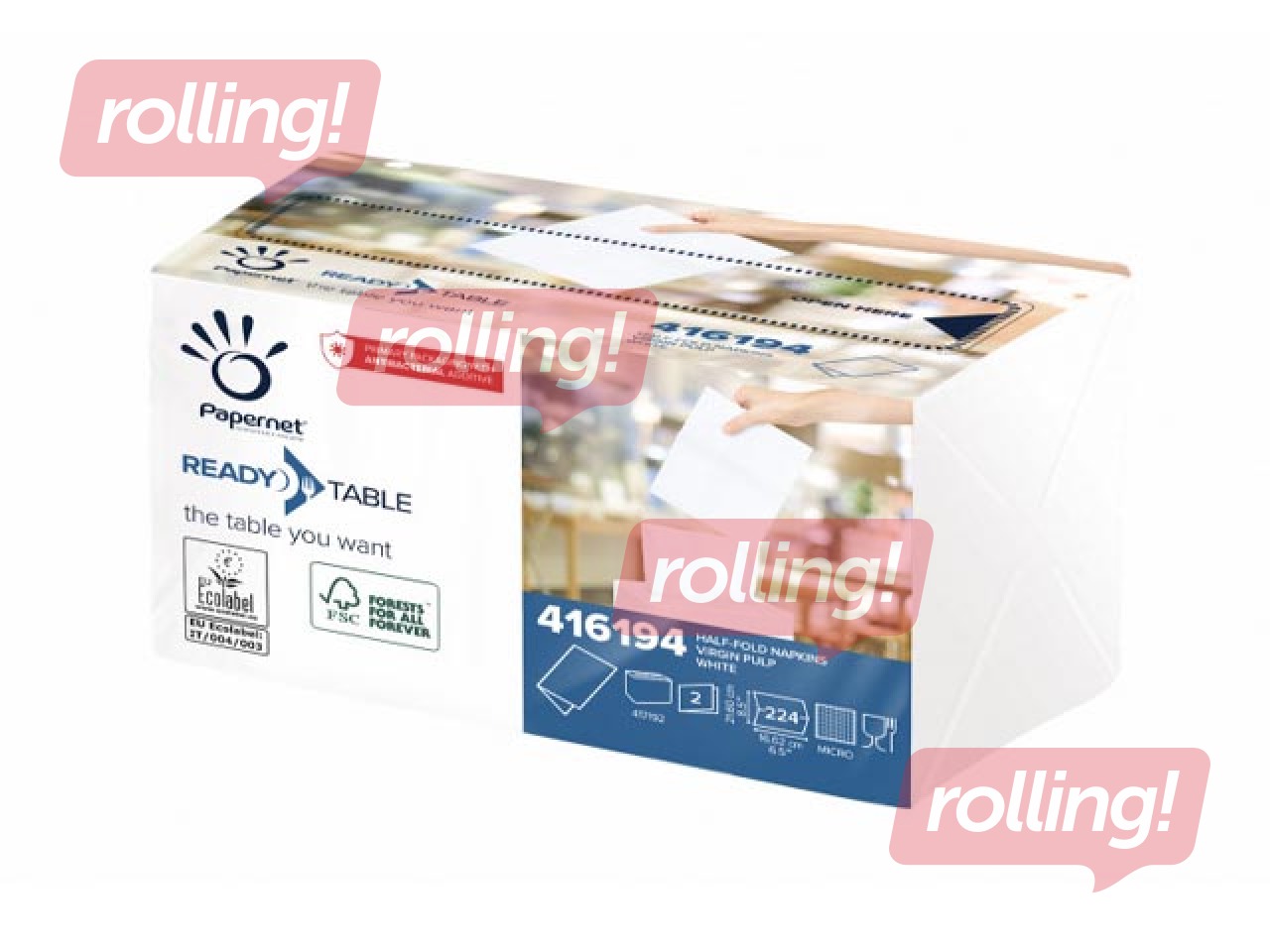 Galda salvetes Papernet, INTERFOLD, baltas, 1 pac., 16.5cm x 21cm