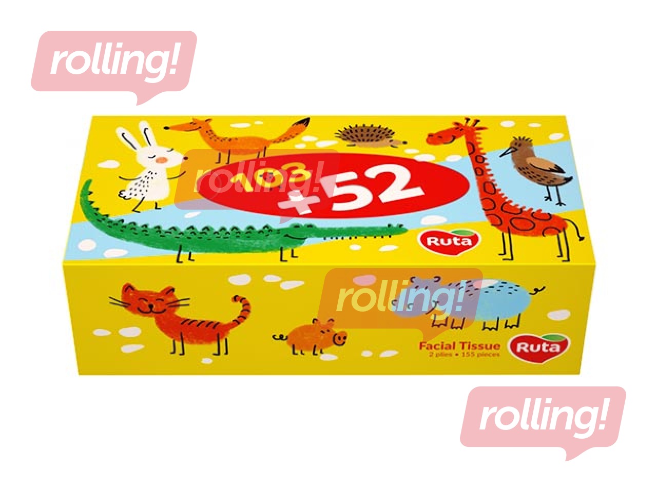 Kosmētiskās salvetes, Ruta Kids, 2 kārtas, 155 salv.