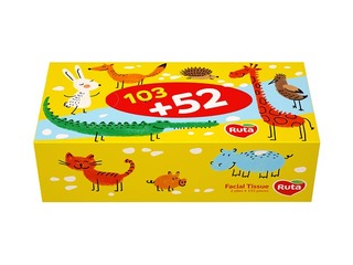 Kosmētiskās salvetes, Ruta Kids, 2 kārtas, 155 salv.