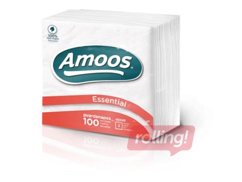 Salvetes Amoos, 33x33 cm, 2 kārtas, 100 gab., baltas