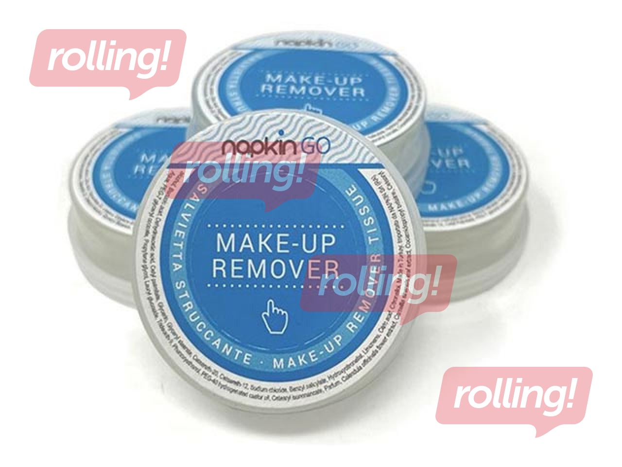 Salvetes ar kosmētikas noņēmēja līdzekli, presētas, kapsulās, Go 50, 20x22 cm, 50 gab., baltas