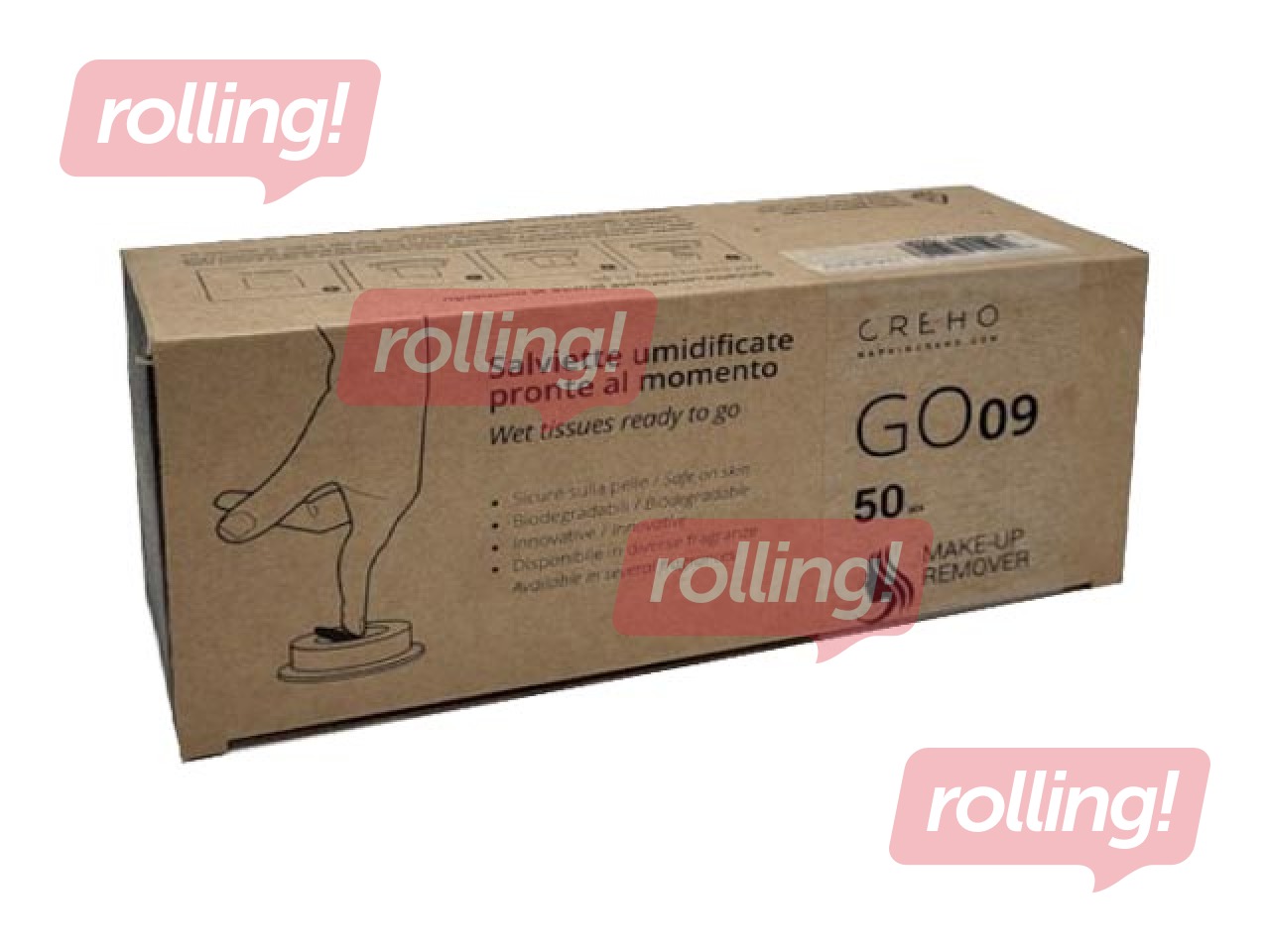 Salvetes ar kosmētikas noņēmēja līdzekli, presētas, kapsulās, Go 50, 20x22 cm, 50 gab., baltas