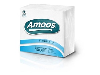 Salvetes Amoos, 30 x 30 cm, 1 kārta, 100 gab., baltas