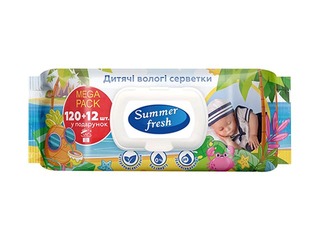 Mitrās salvetes Summer Fresh, 132 gab