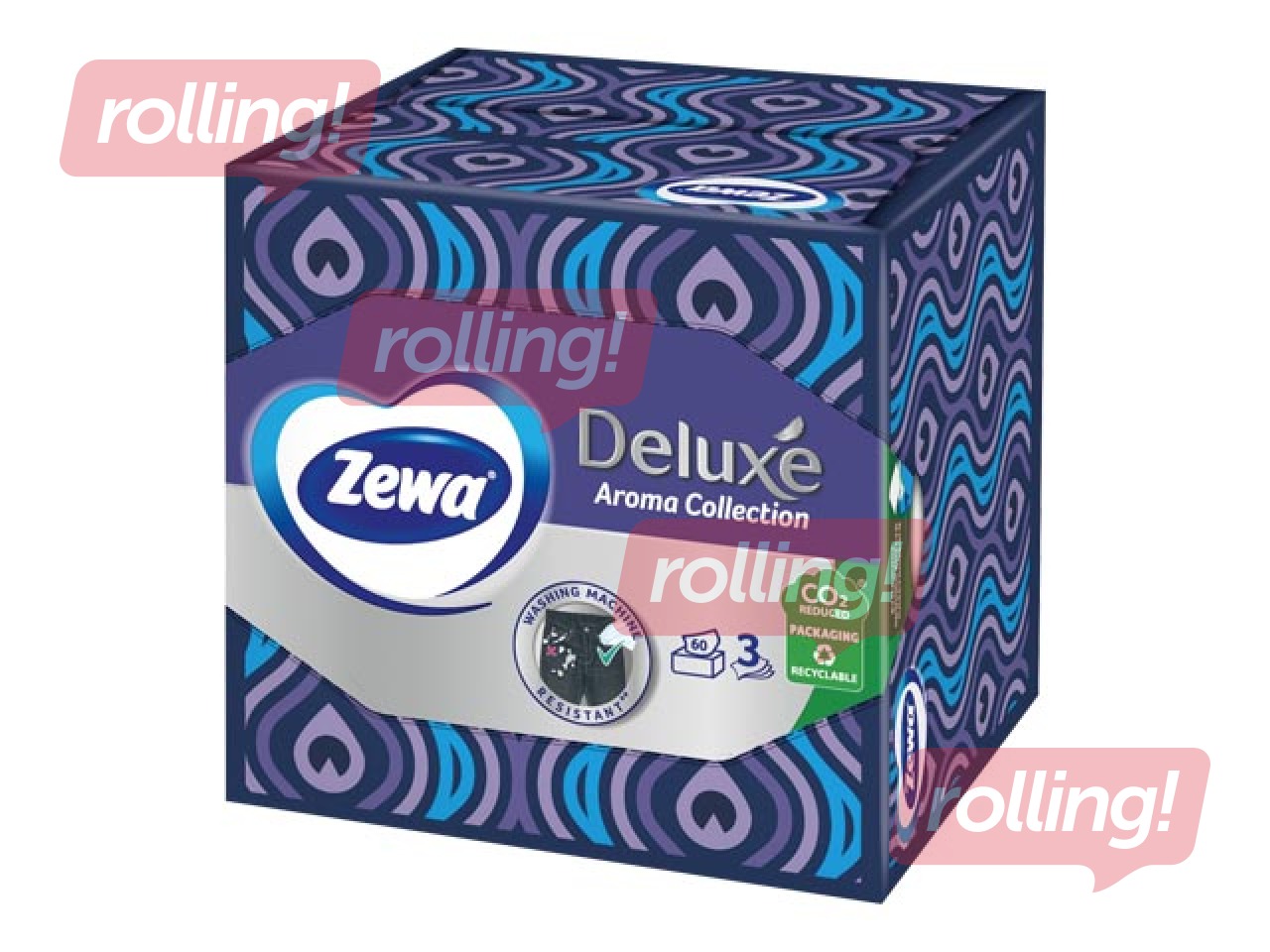 Kosmētiskās salvetes Zewa Deluxe Aroma Collection, baltas, 3 kārtas, 60 salv., dažādi dizaini