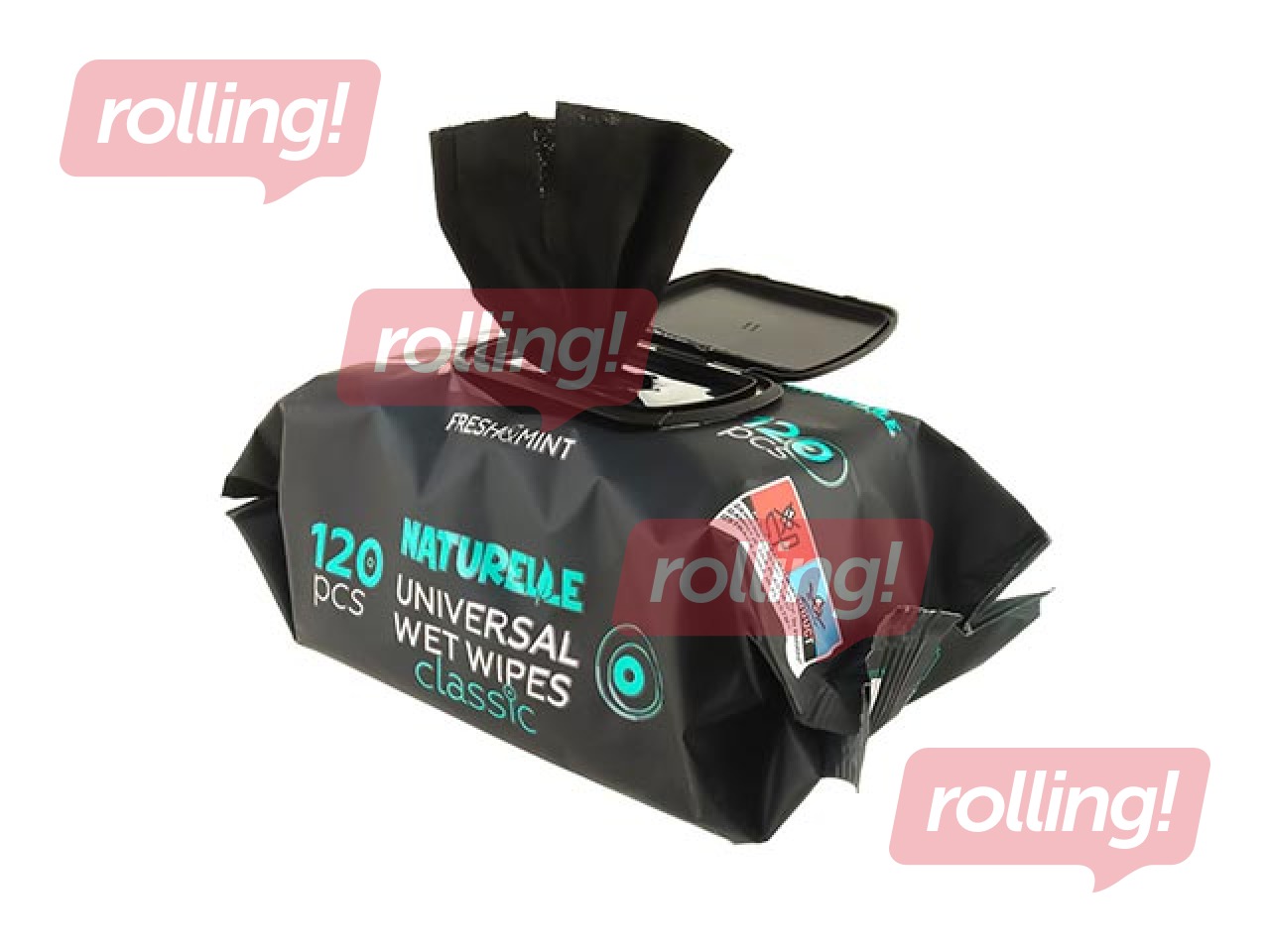 Mitrās salvetes, Naturelle, universālās, melnas, 120 gab.