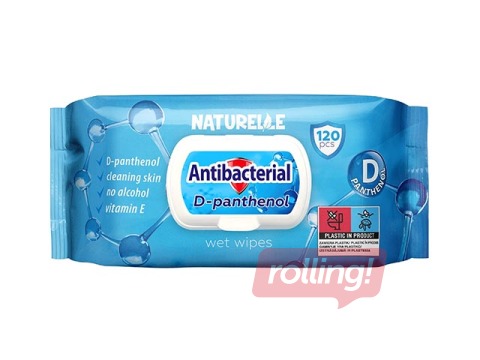 Mitrās salvetes, Naturelle, Antibacterial, ar D pantenolu, 120 gab.