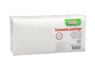 Salvetes vienslāņa, 24x24 cm, 400 gab., baltas