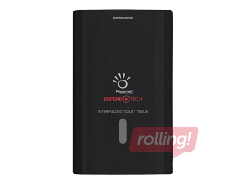 Tualetes papīra loksnēs turētājs Papernet, antibakteriāls, plastikāta, melns