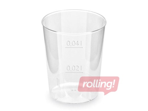 Glāzes plastmasas 40 ml, 50 gab., caurspīdīgas