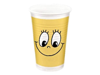 Glāzes plastmasas Smiling face 200 ml, 10 gab., ar zīmējumu