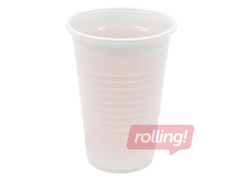 Glāzes plastmasas, 200 ml, 100 gab., baltas