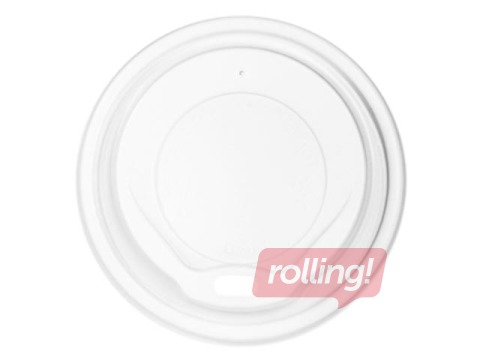 Vāki papīra glāzēm, plastmasas, ø80mm, balti, 100 gab.