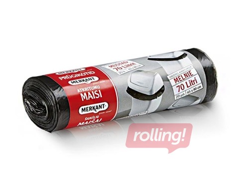 Atkritumu maisi Merkant, 70 l, 12 mikr., 20 gab., melni