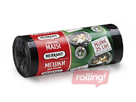 Atkritumu maisi Merkant, 25 l, 30 mikr., 15 gab., pelēki