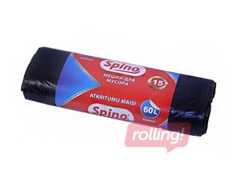 Atkritumu maisi Spino, 60 l, 12 mikr., 15 gab., melni