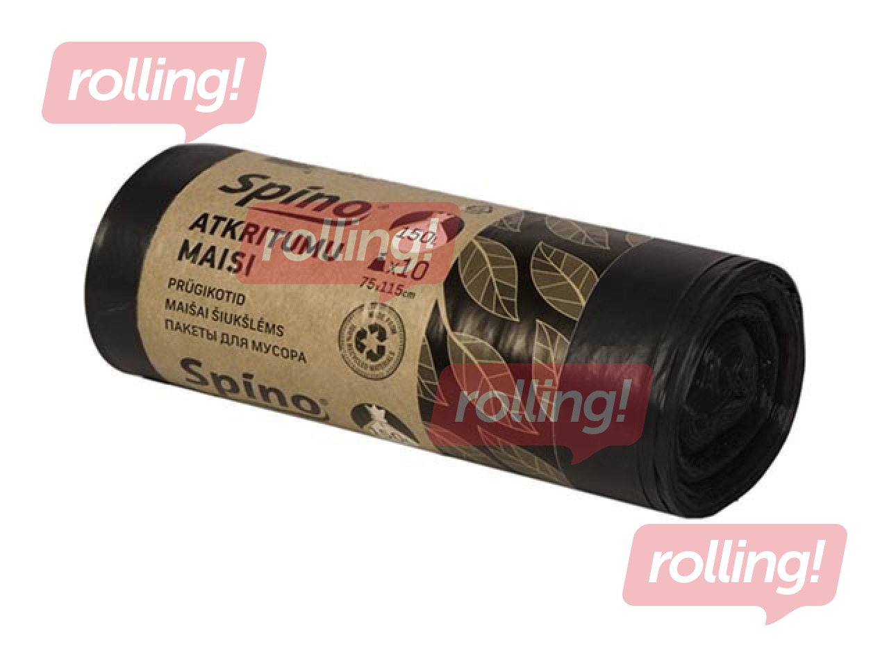 Atkritumu maisi Spino, 150 l, 40 mikr., 10 gab., melni