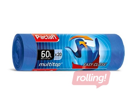 Atkritumu maisi sasienami, 60 l, 20 mikr., 20 gab., zili