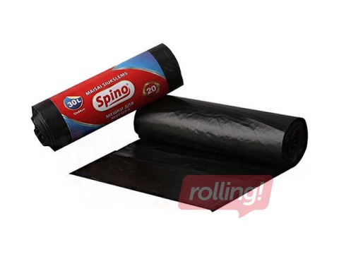 Atkritumu maisi Spino, 30 l, 10 mikr., 20 gab., melni
