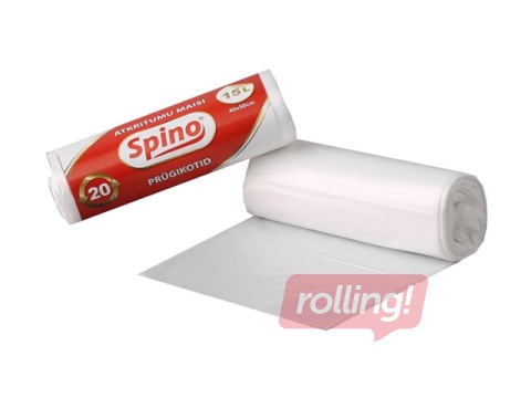 Atkritumu maisi Spino 15 l, 40 x 50 cm, 8 mikr., 20 gab., balti
